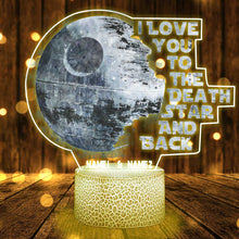 Load image into Gallery viewer, Personalized Death Star Plaque Light Base Custom Couple Gift