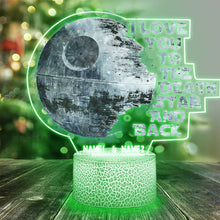 Load image into Gallery viewer, Personalized Death Star Plaque Light Base Custom Couple Gift