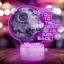 Load image into Gallery viewer, Personalized Death Star Plaque Light Base Custom Couple Gift