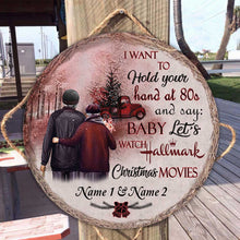 Load image into Gallery viewer, Personalized Round Wood Sign Custom Name Gift for Couples