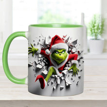 Load image into Gallery viewer, Personalized Christmas Accent Mug with Grinch Design for Holiday Gifts