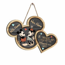 Load image into Gallery viewer, Personalized Mickey Mouse Couple Wood Sign Custom Names Gift for Anniversary