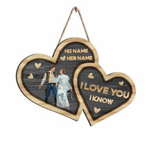 Load image into Gallery viewer, Personalized Heart Wood Sign with Custom Names for Couples