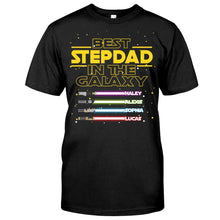 Load image into Gallery viewer, Personalized Best Stepdad In The Galaxy T-shirt & Hoodie Gift