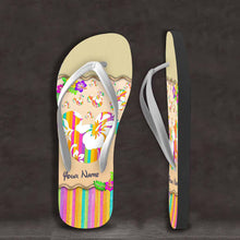 Load image into Gallery viewer, Personalized Summer Flip Flops with Custom Name - Beach Day Gift