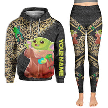 Load image into Gallery viewer, Personalized Cute Baby Yoda Hoodie & Leggings Set for Kids