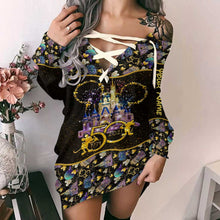 Load image into Gallery viewer, Personalized Off Shoulder Dress with Mickey Mouse Design for Women