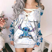 Load image into Gallery viewer, Personalized Off Shoulder Dress with Ohana Design for Girls