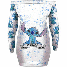 Load image into Gallery viewer, Personalized Off Shoulder Dress with Ohana Design for Girls
