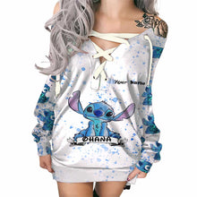 Load image into Gallery viewer, Personalized Off Shoulder Dress with Ohana Design for Girls