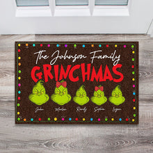 Load image into Gallery viewer, Personalized Grinch Christmas Doormat Custom Family Name Gift