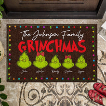 Load image into Gallery viewer, Personalized Grinch Christmas Doormat Custom Family Name Gift