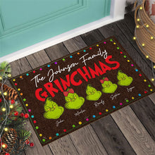 Load image into Gallery viewer, Personalized Grinch Christmas Doormat Custom Family Name Gift