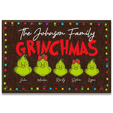 Load image into Gallery viewer, Personalized Grinch Christmas Doormat Custom Family Name Gift