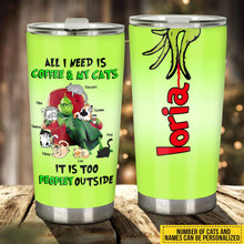 Load image into Gallery viewer, Personalized Coffee & Cats Tumbler Custom Name Gift for Cat Lovers