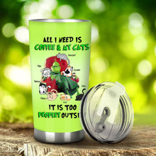 Load image into Gallery viewer, Personalized Coffee & Cats Tumbler Custom Name Gift for Cat Lovers
