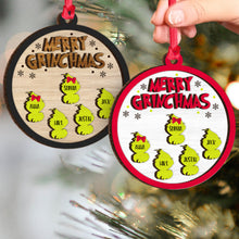 Load image into Gallery viewer, Personalized Merry Grinchmas Layered Wood Ornament Gift for Family