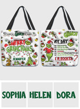 Load image into Gallery viewer, Personalized Grinch Christmas Tote Bag Custom Name Gift