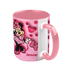 Load image into Gallery viewer, Personalized Pink Minnie Mouse Accent Mug with Custom Name Gift