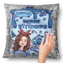 Load image into Gallery viewer, Personalized Sequin Pillow Cover Merry Christmas Gift for Mom