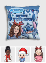 Load image into Gallery viewer, Personalized Ohana Throw Pillow Merry Stitchmas Gift Idea