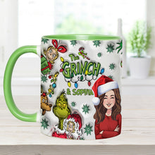 Load image into Gallery viewer, Personalized Accent Mug Custom Name Grinch Design Gift for Christmas