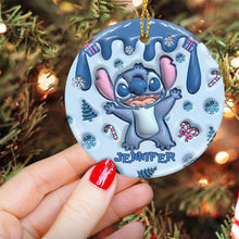 Load image into Gallery viewer, Personalized Ceramic Circle Ornament Merry Christmas Gift