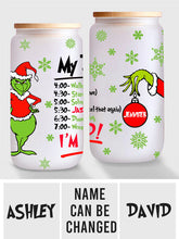 Load image into Gallery viewer, Personalized Grinch Can Glass with Straw Customized for Christmas