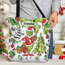 Load image into Gallery viewer, Personalized Grinch Christmas Tote Bag Custom Name Gift
