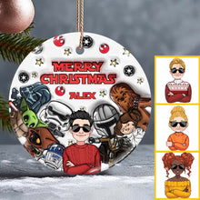 Load image into Gallery viewer, Personalized Ceramic Circle Ornament Merry Sithmas Gift for Kids