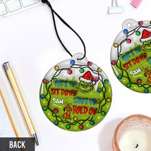 Load image into Gallery viewer, Personalized Grinch Circle Air Freshener Custom Name Gift for Christmas