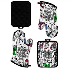 Load image into Gallery viewer, Personalized Nightmare Before Christmas Oven Mitts & Pot Holder Set Gift Idea
