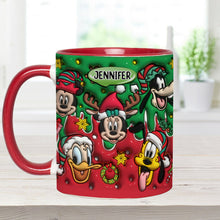 Load image into Gallery viewer, Personalized Christmas Mouse Accent Mug Custom Name Gift