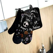 Load image into Gallery viewer, Personalized Nightmare Oven Mitt and Pot Holder Set Gift for Cooking Enthusiasts