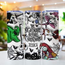 Load image into Gallery viewer, Personalized Nightmare Before Christmas Skinny Tumbler with Custom Name Gift for Halloween or Christmas