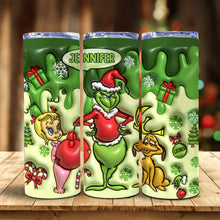 Load image into Gallery viewer, Personalized Grinchmas Skinny Tumbler Custom Name Gift for Christmas