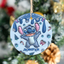 Load image into Gallery viewer, Personalized Ceramic Circle Ornament Merry Christmas Gift