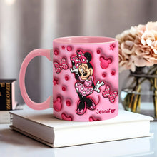 Load image into Gallery viewer, Personalized Pink Minnie Mouse Accent Mug with Custom Name Gift