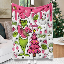 Load image into Gallery viewer, Personalized Snowflakes Grinch Blanket Custom Name Gift for Christmas