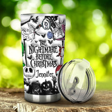 Load image into Gallery viewer, Personalized Nightmare Before Christmas Tumbler Custom Name Gift for Halloween & Christmas