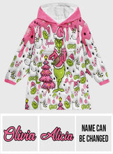 Load image into Gallery viewer, Personalized Grinch Blanket Hoodie Custom Name Gift for Christmas