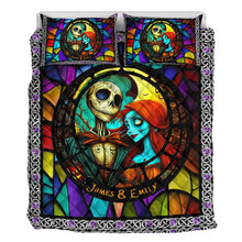 Load image into Gallery viewer, Personalized Nightmare Quilt Set Custom Name for Couples Halloween Gift