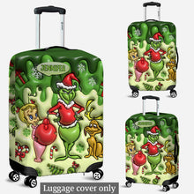 Load image into Gallery viewer, Personalized Grinchmas Luggage Cover Custom Family Name Gift