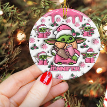Load image into Gallery viewer, Personalized Ceramic Circle Ornament Cute Child Gift for Christmas
