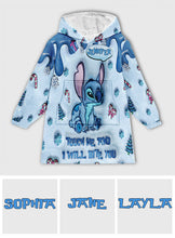 Load image into Gallery viewer, Personalized Ohana Blanket Hoodie Custom Name for Winter Gift