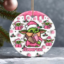 Load image into Gallery viewer, Personalized Ceramic Circle Ornament Cute Child Gift for Christmas