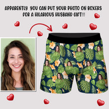 Load image into Gallery viewer, Custom Photo Tropical Floral Boxers Personalized Gift for Husband