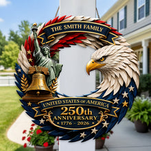 Load image into Gallery viewer, Personalized Patriotic Door Sign for 250th Anniversary Gift