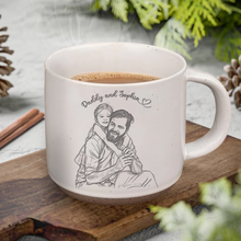 Load image into Gallery viewer, Personalized Engraved Pottery Mug Custom Photo Gift for Dad
