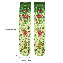Load image into Gallery viewer, Personalized Grinch Socks Custom Name Christmas Gift